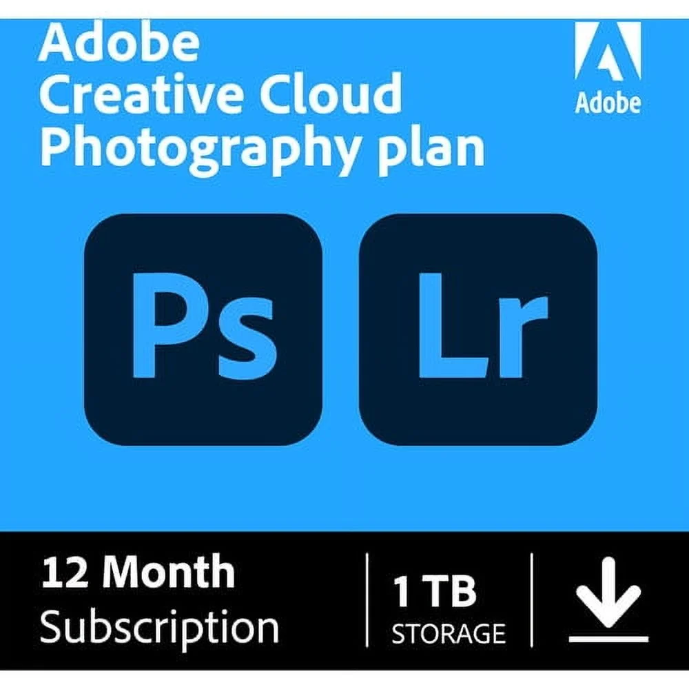 Creative Cloud Photography Plan 1TB storage Windows/macOS, 1 User.